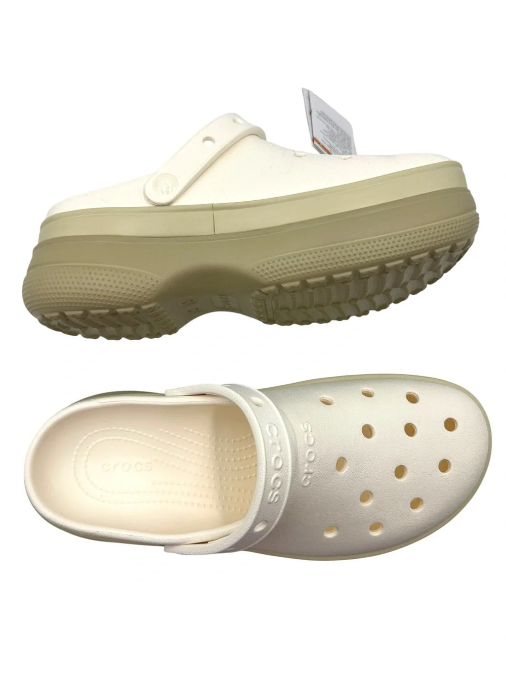 NWT Crocs Classic Stacked Clogs - Chalk / Neutral Platform Sandals Size 11W / 9M